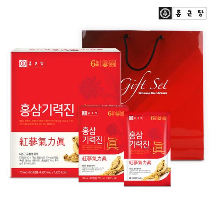 LATELY(레이틀리) [레이틀리] 종근당 홍삼기력진 70mlx60포 대용량 홍삼 선물세트